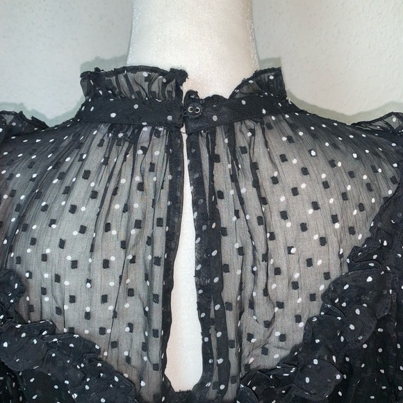 Walter Baker Black Polka Dot Ruffle Mini Dress Size Small - Picture 4 of 8
